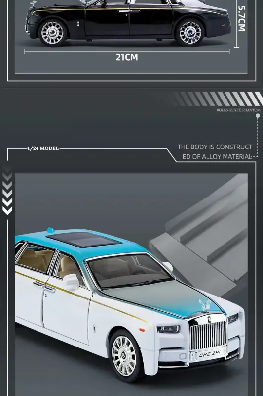 Rolls-Royce Phantom 1:24 Model Samochodu Metalowy Dźwięk i Światło