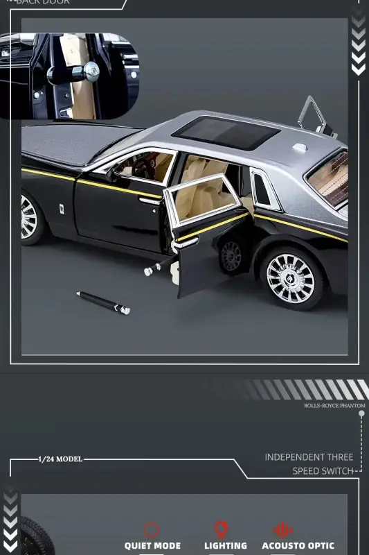 Rolls-Royce Phantom 1:24 Model Samochodu Metalowy Dźwięk i Światło