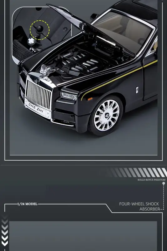 Rolls-Royce Phantom 1:24 Model Samochodu Metalowy Dźwięk i Światło