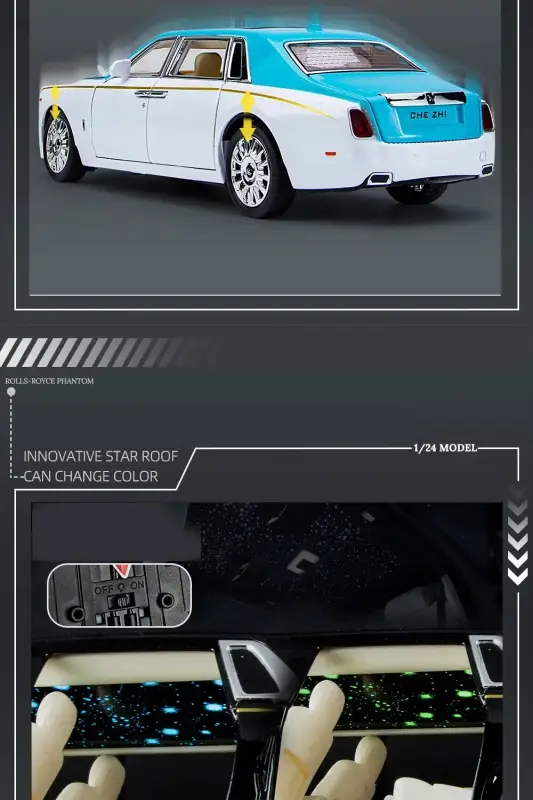 Rolls-Royce Phantom 1:24 Model Samochodu Metalowy Dźwięk i Światło
