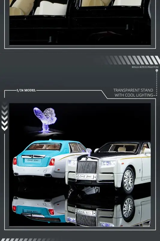 Rolls-Royce Phantom 1:24 Model Samochodu Metalowy Dźwięk i Światło