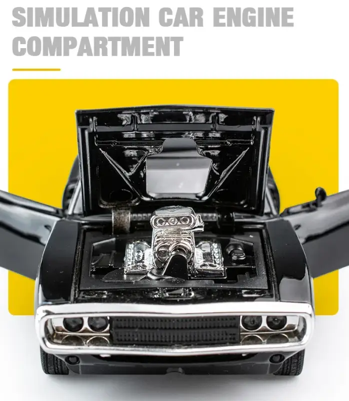 Dodge Charger 1970 1:32 Model Samochodu Metalowy Dźwięk i Światło Fast & Furious