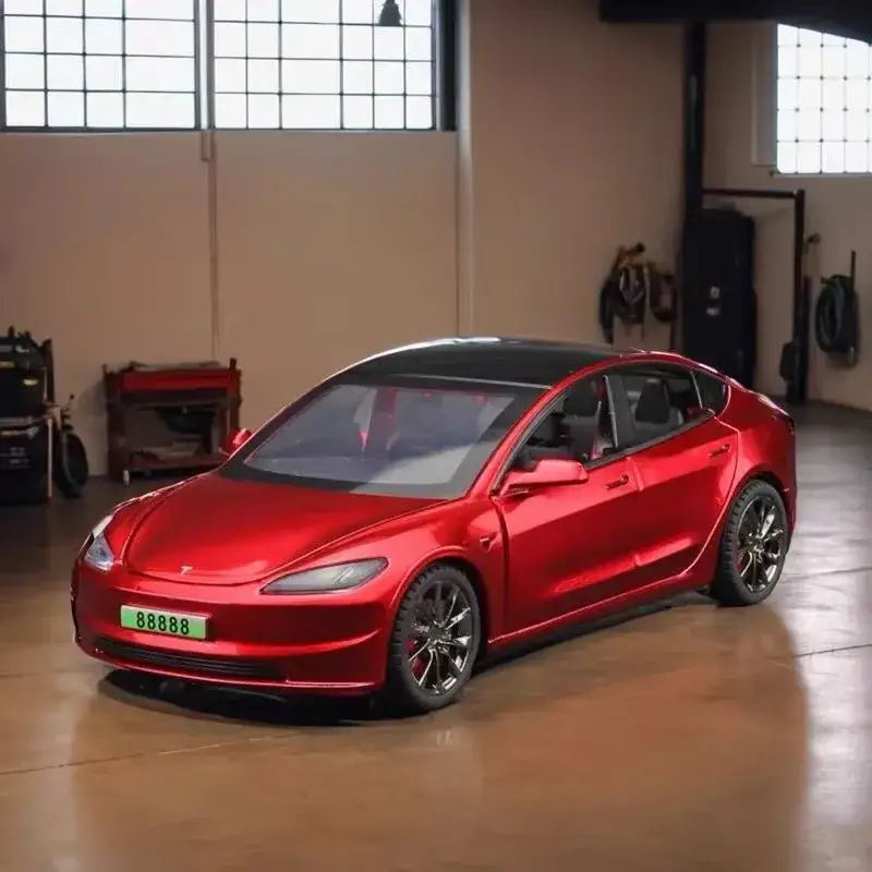 Tesla Model 3 2024 1:32 Model Samochodu Metalowy Dźwięk i Światło