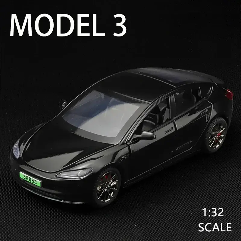 Tesla Model 3 2024 1:32 Model Samochodu Metalowy Dźwięk i Światło