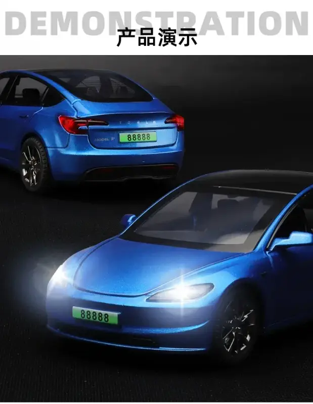 Tesla Model 3 2024 1:32 Model Samochodu Metalowy Dźwięk i Światło