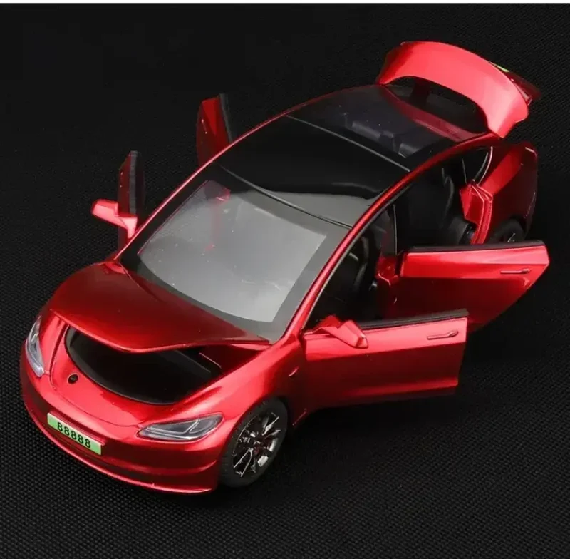 Tesla Model 3 2024 1:32 Model Samochodu Metalowy Dźwięk i Światło
