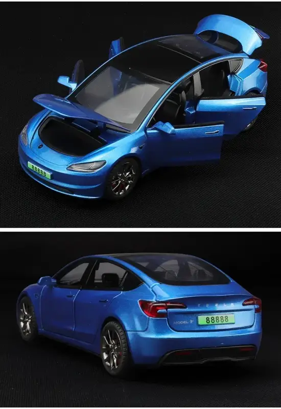 Tesla Model 3 2024 1:32 Model Samochodu Metalowy Dźwięk i Światło