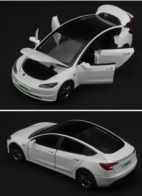 Tesla Model 3 2024 1:32 Model Samochodu Metalowy Dźwięk i Światło