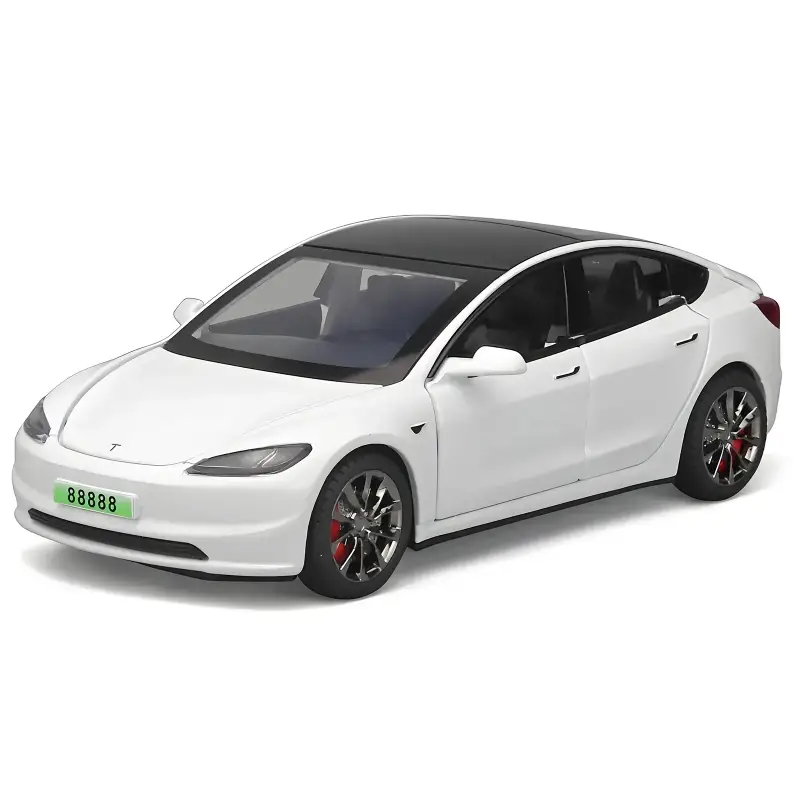 Tesla Model 3 2024 1:32 Model Samochodu Metalowy Dźwięk i Światło