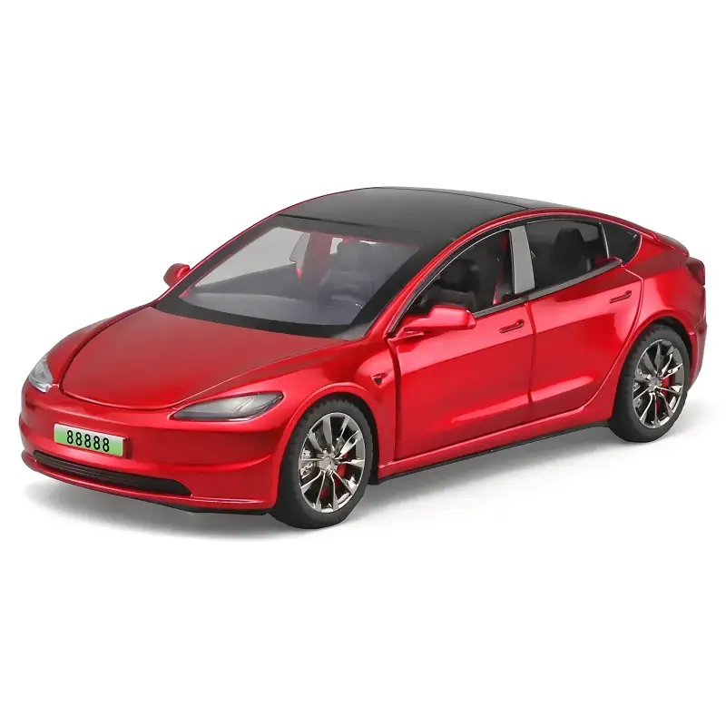 Tesla Model 3 2024 1:32 Model Samochodu Metalowy Dźwięk i Światło