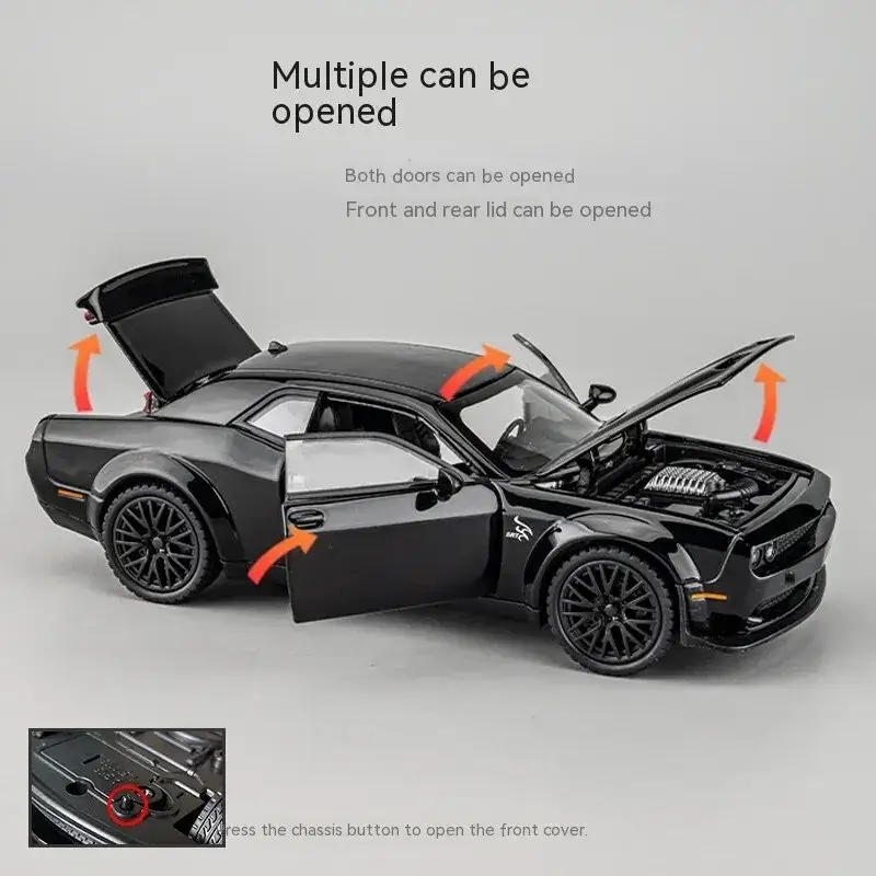 Dodge Challenger Hellcat 1:32 Model Samochodu Metalowy Dźwięk