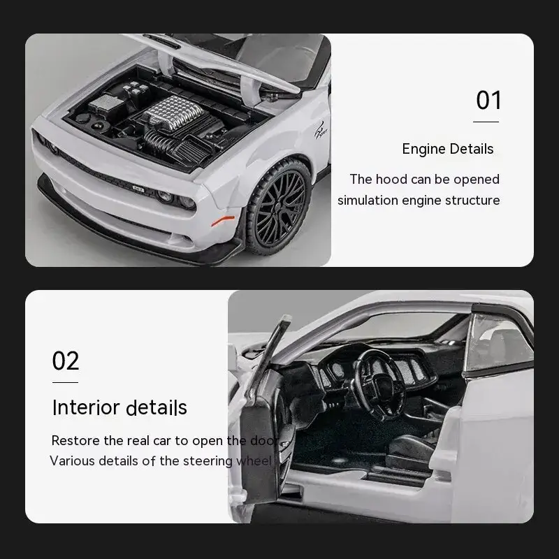 Dodge Challenger Hellcat 1:32 Model Samochodu Metalowy Dźwięk
