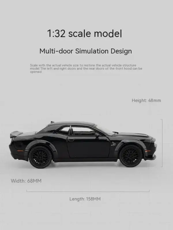 Dodge Challenger Hellcat 1:32 Model Samochodu Metalowy Dźwięk