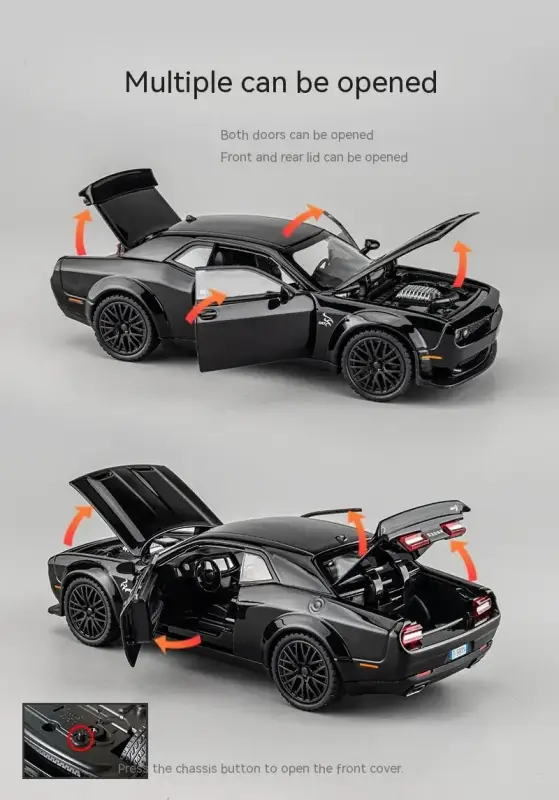 Dodge Challenger Hellcat 1:32 Model Samochodu Metalowy Dźwięk