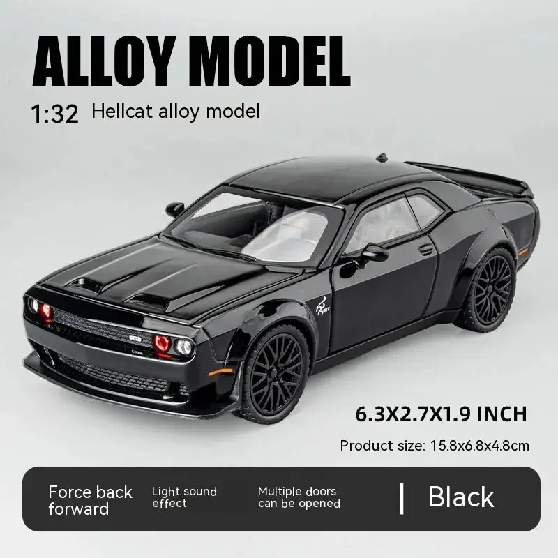 Dodge Challenger Hellcat 1:32 Model Samochodu Metalowy Dźwięk