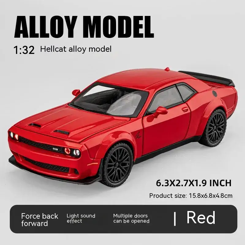 Dodge Challenger Hellcat 1:32 Model Samochodu Metalowy Dźwięk