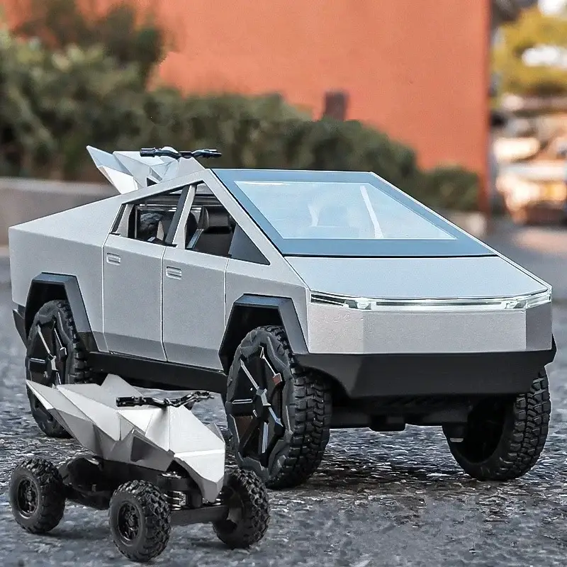 Tesla Cybertruck 1:24 Model Samochodu Metalowy Dźwięk i Światło