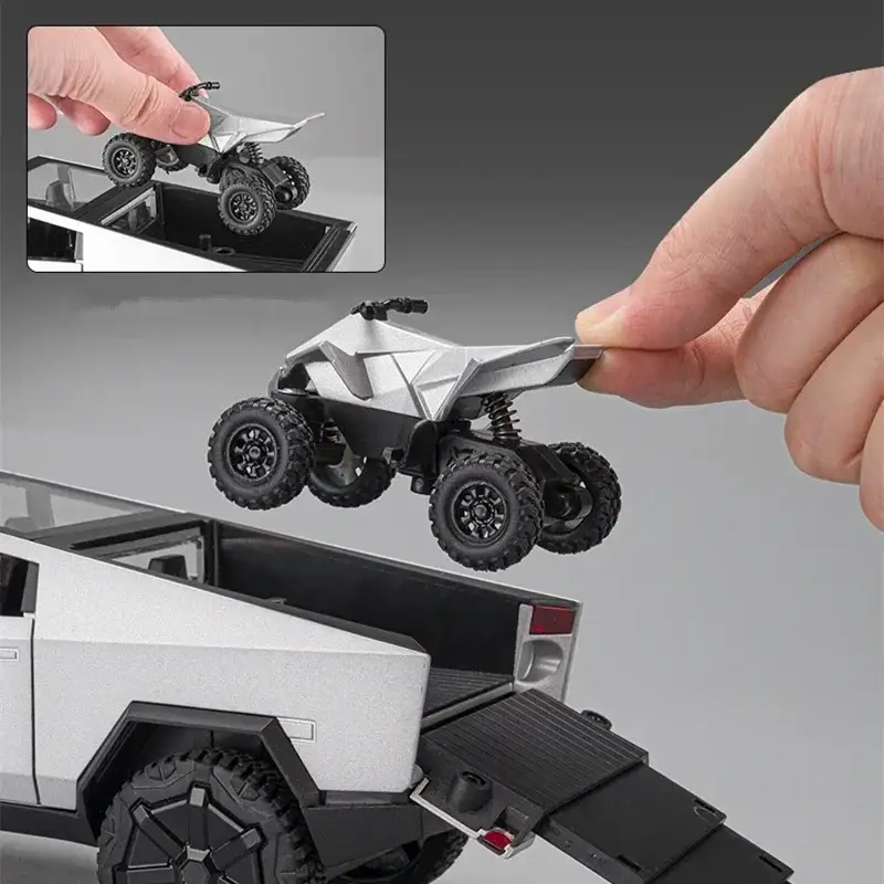 Tesla Cybertruck 1:24 Model Samochodu Metalowy Dźwięk i Światło