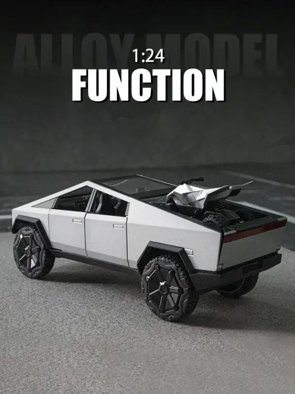 Tesla Cybertruck 1:24 Model Samochodu Metalowy Dźwięk i Światło