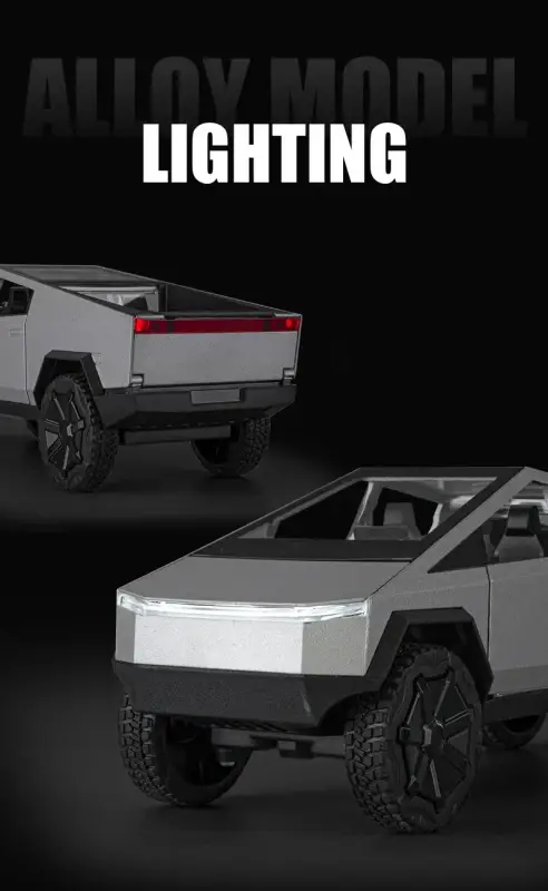 Tesla Cybertruck 1:24 Model Samochodu Metalowy Dźwięk i Światło