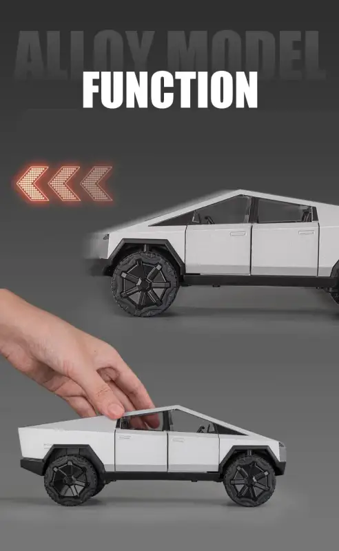 Tesla Cybertruck 1:24 Model Samochodu Metalowy Dźwięk i Światło