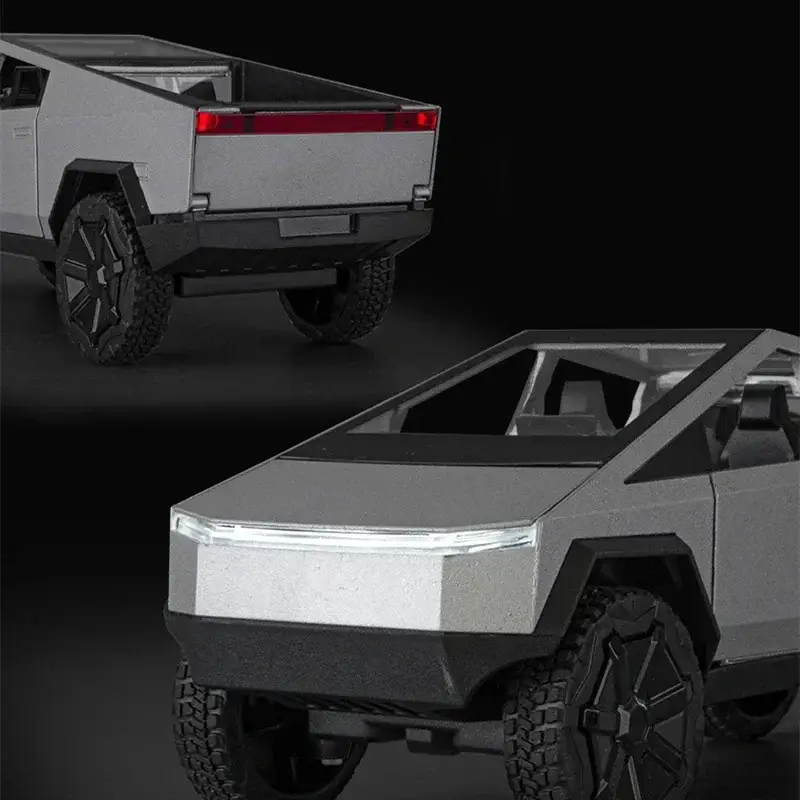 Tesla Cybertruck 1:24 Model Samochodu Metalowy Dźwięk i Światło
