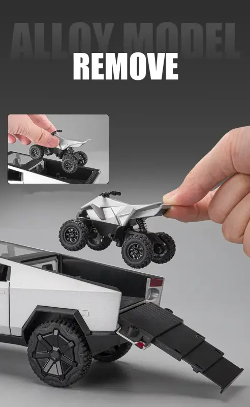 Tesla Cybertruck 1:24 Model Samochodu Metalowy Dźwięk i Światło