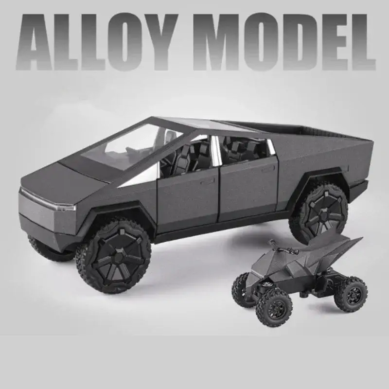 Tesla Cybertruck 1:24 Model Samochodu Metalowy Dźwięk i Światło
