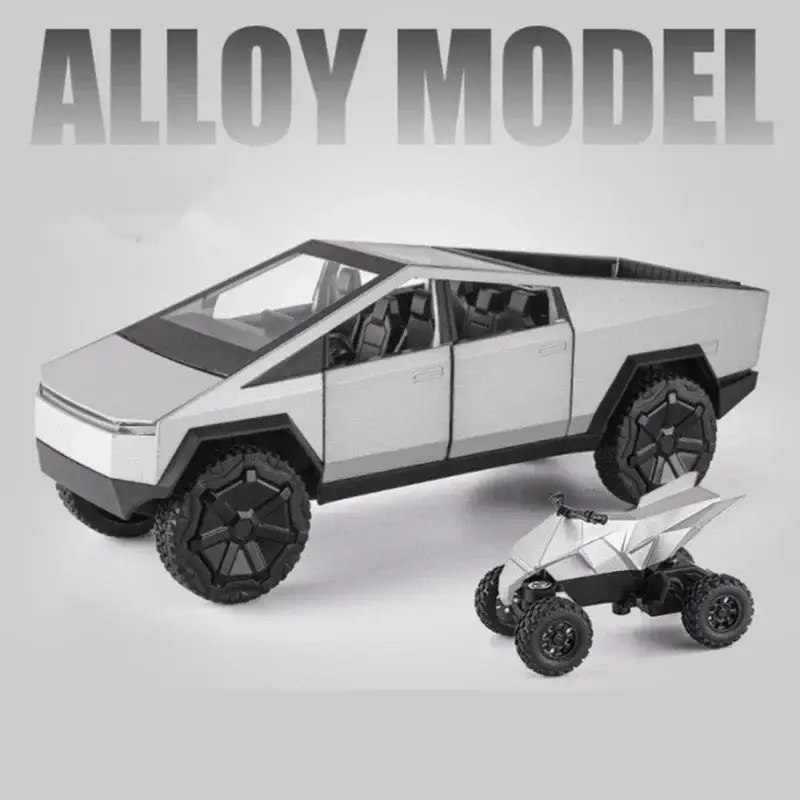 Tesla Cybertruck 1:24 Model Samochodu Metalowy Dźwięk i Światło