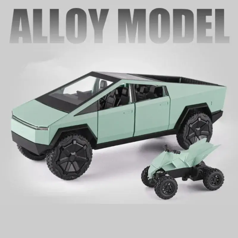 Tesla Cybertruck 1:24 Model Samochodu Metalowy Dźwięk i Światło