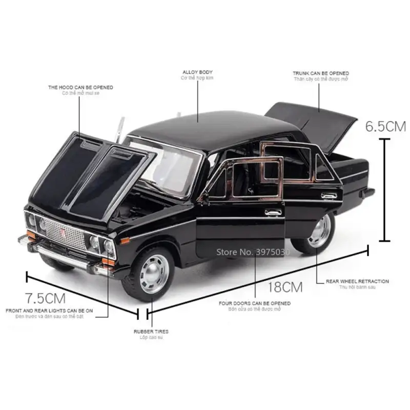 LADA 2106 1:24 Model Samochodu Metalowy Dźwięk i Światło