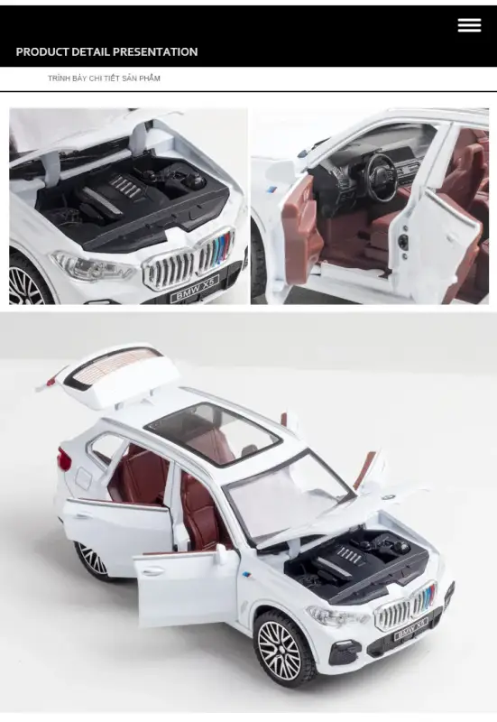 BMW X5 1:32 Model Samochodu Metalowy Dźwięk i Światło