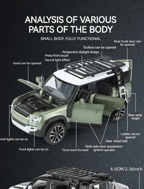Land Rover Defender 110 1:32 Model Samochodu Metalowy Dźwięk i Światło
