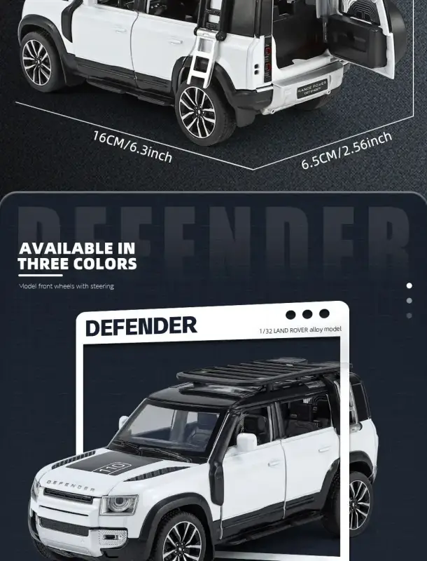 Land Rover Defender 110 1:32 Model Samochodu Metalowy Dźwięk i Światło