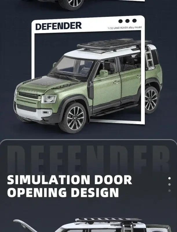 Land Rover Defender 110 1:32 Model Samochodu Metalowy Dźwięk i Światło