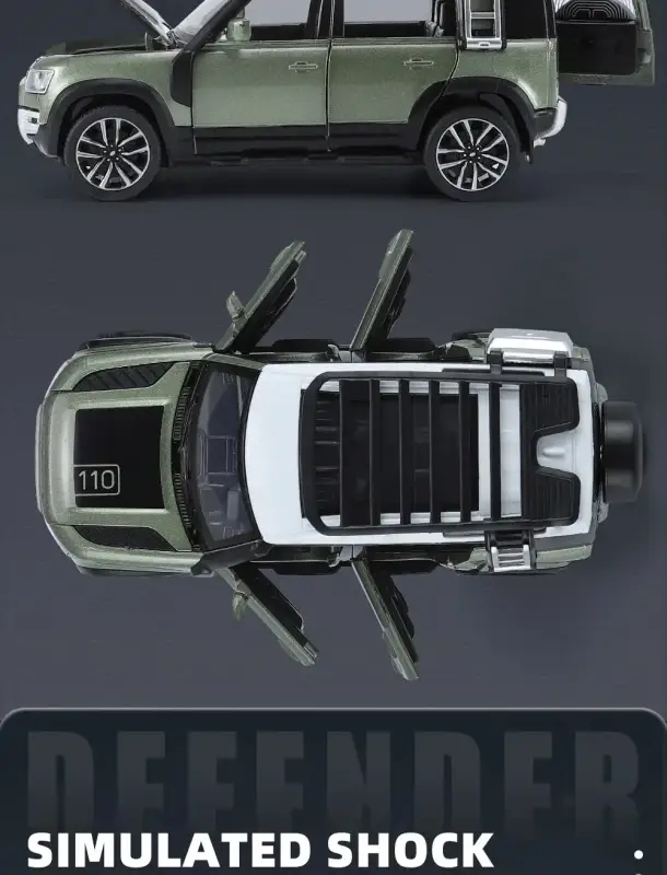 Land Rover Defender 110 1:32 Model Samochodu Metalowy Dźwięk i Światło