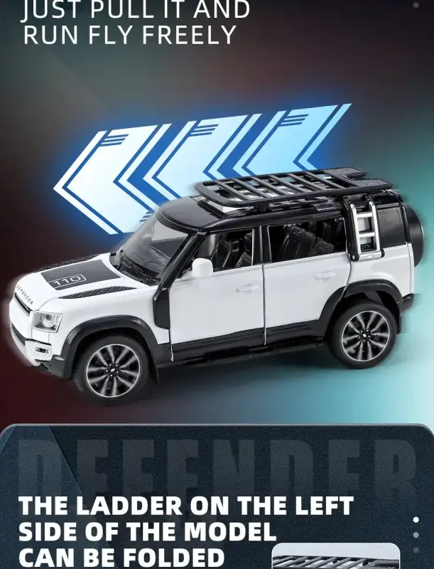 Land Rover Defender 110 1:32 Model Samochodu Metalowy Dźwięk i Światło