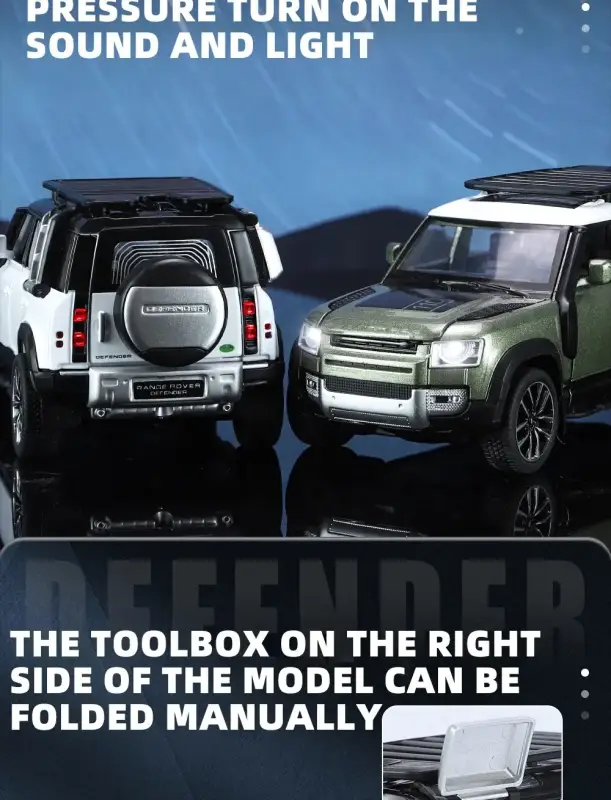 Land Rover Defender 110 1:32 Model Samochodu Metalowy Dźwięk i Światło