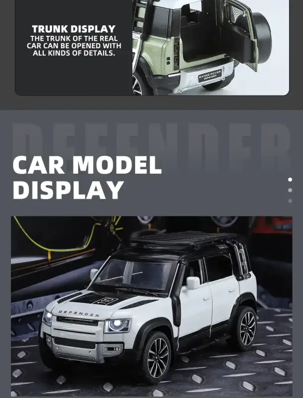 Land Rover Defender 110 1:32 Model Samochodu Metalowy Dźwięk i Światło