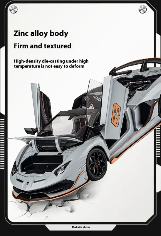 Lamborghini SVJ63 1:18 Model Samochodu Metalowy Dźwięk i Światło