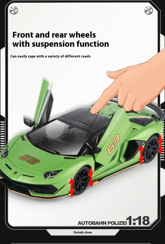 Lamborghini SVJ63 1:18 Model Samochodu Metalowy Dźwięk i Światło