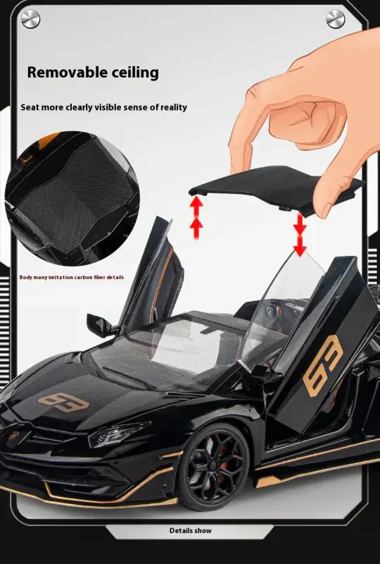 Lamborghini SVJ63 1:18 Model Samochodu Metalowy Dźwięk i Światło