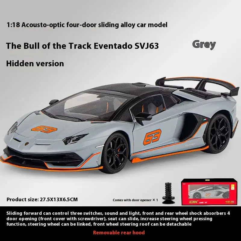 Lamborghini SVJ63 1:18 Model Samochodu Metalowy Dźwięk i Światło
