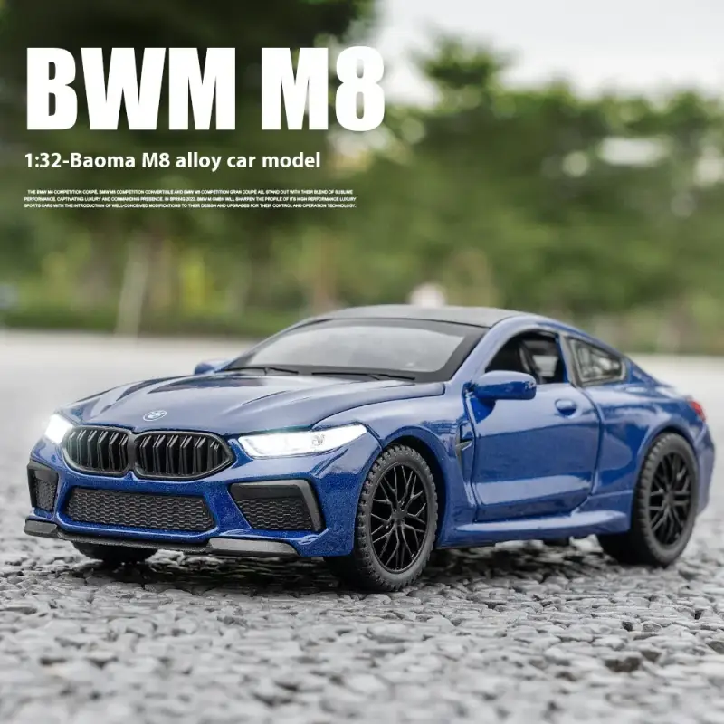 BMW M8 1:32 Model Samochodu Metalowy Dźwięk i Światło