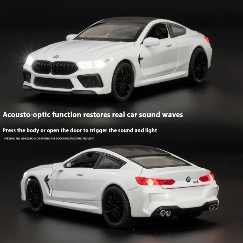 BMW M8 1:32 Model Samochodu Metalowy Dźwięk i Światło