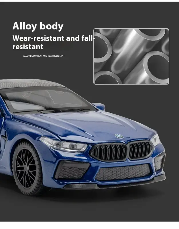 BMW M8 1:32 Model Samochodu Metalowy Dźwięk i Światło