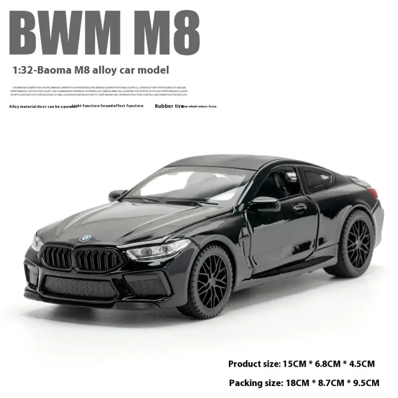 BMW M8 1:32 Model Samochodu Metalowy Dźwięk i Światło