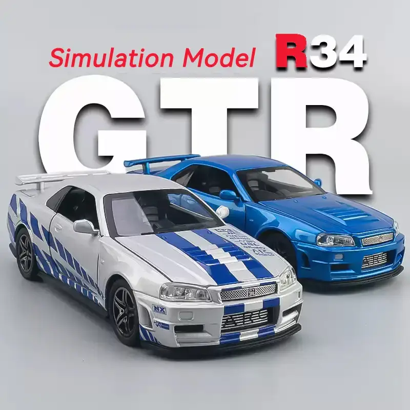 Nissan Skyline GTR R34 Ares 1:32 Model Samochodu Metalowy Dźwięk i Światło