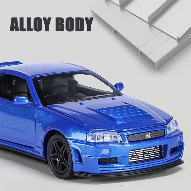Nissan Skyline GTR R34 Ares 1:32 Model Samochodu Metalowy Dźwięk i Światło