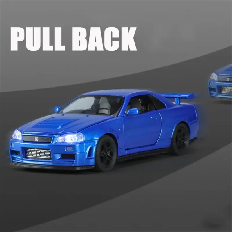 Nissan Skyline GTR R34 Ares 1:32 Model Samochodu Metalowy Dźwięk i Światło